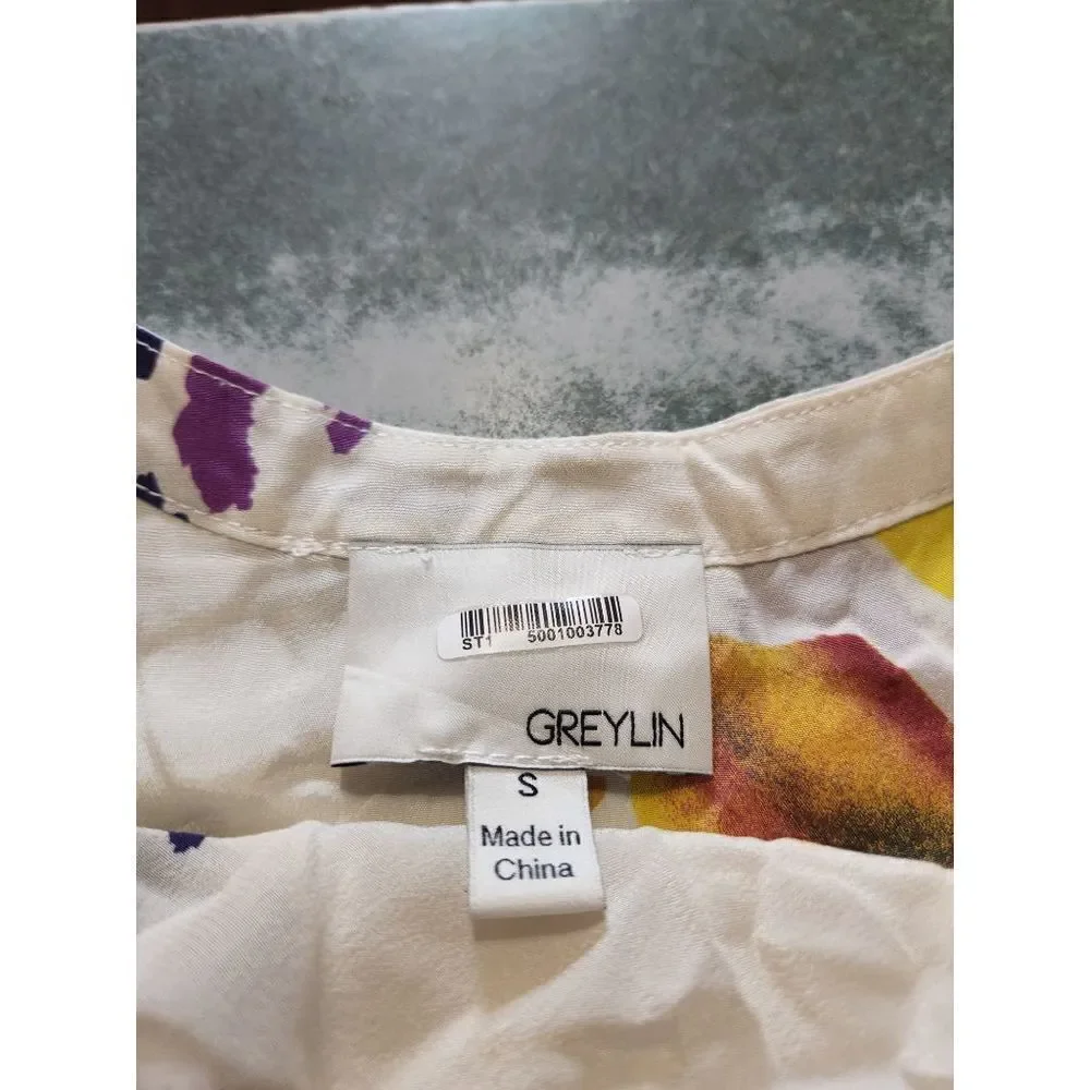 Greylin light floral tie waist dress sz Small